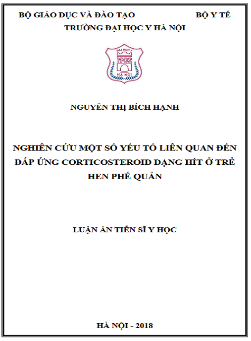 Luận án Nghiên cứu một số yếu tố liên quan đến đáp ứng corticosteroid dạng hít ở trẻ hen phế quản