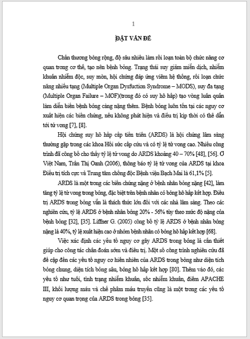 Luận án Nghiên cứu một số yếu tố nguy cơ và hiệu quả của thông khí nhân tạo điều trị hội chứng suy hô hấp cấp tiến triển ở bệnh nhân bỏng nặng