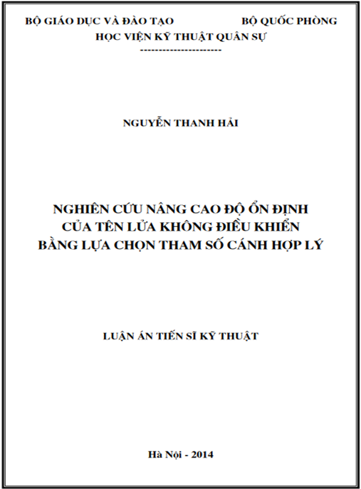 Luận án Nghiên cứu nâng cao độ ổn định của tên lửa không điều khiển bằng lựa chọn tham số cánh hợp lý