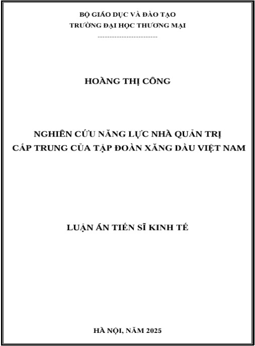Luận án Nghiên cứu năng lực nhà quản trị cấp trung của Tập đoàn xăng dầu Việt Nam