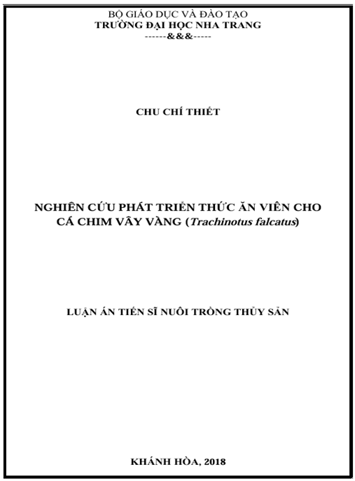 Luận án Nghiên cứu phát triển thức ăn viên cho cá chim vây vàng (Trachinotus falcatus)