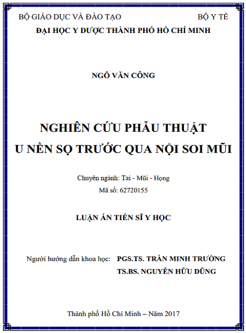 Luận án Nghiên cứu phẫu thuật u nền sọ trước qua nội soi mũi