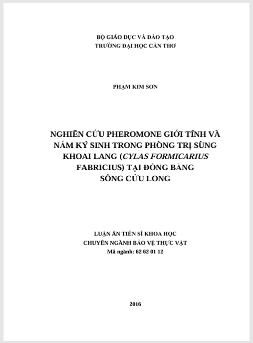 Luận án Nghiên cứu pheromone giới tính và nấm ký sinh trong phòng trị sùng khoai lang (Cylas formicarius Fabricius) tại Đồng bằng sông Cửu Long