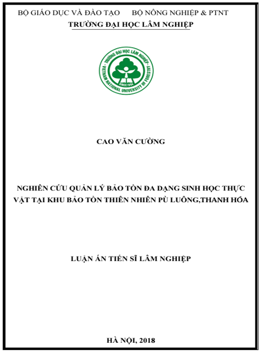 Luận án Nghiên cứu quản lý bảo tồn đa dạng sinh học thực vật tại khu bảo tồn thiên nhiên Pù Luông, Thanh Hóa
