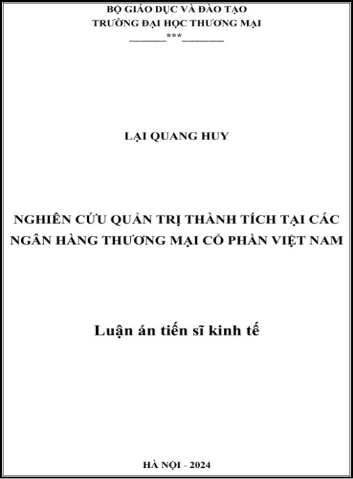 Luận án Nghiên cứu quản trị thành tích tại các ngân hàng thương mại cổ phần Việt Nam