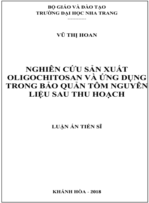 Luận án Nghiên cứu sản xuất oligochitosan và ứng dụng trong bảo quản tôm nguyên liệu sau thu hoạch