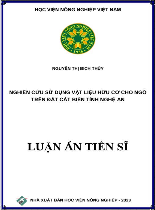 Luận án Nghiên cứu sử dụng vật liệu hữu cơ cho ngô trên đất cát biển tỉnh Nghệ An