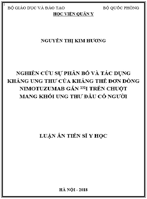 Luận án Nghiên cứu sự phân bố và tác dụng kháng ung thư của kháng thể đơn dòng Nimotuzumab gắn 131I trên chuột mang khối ung thư đầu cổ người