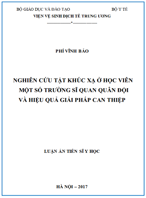 Luận án Nghiên cứu tật khúc xạ ở học viên một số trường sĩ quan quân đội và hiệu quả giải pháp can thiệp