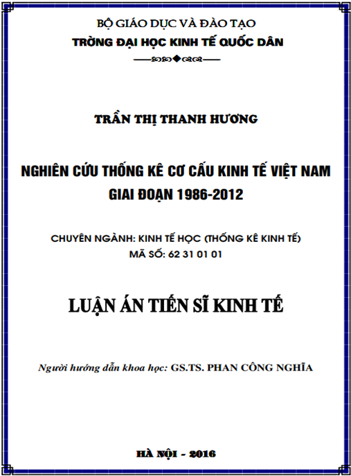 Luận án Nghiên cứu thống kê cơ cấu kinh tế Việt Nam giai đoạn 1986-2012