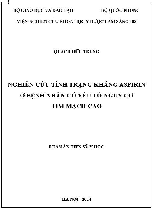 Luận án Nghiên cứu tình trạng kháng aspirin ở bệnh nhân có yếu tố nguy cơ tim mạch cao