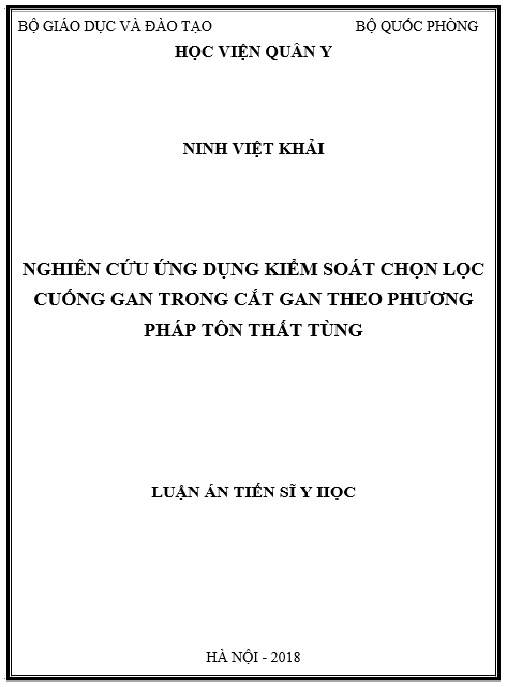Luận án Nghiên cứu ứng dụng cặp kiểm soát chọn lọc cuống gan trong cắt gan theo phương pháp Tôn Thất Tùng