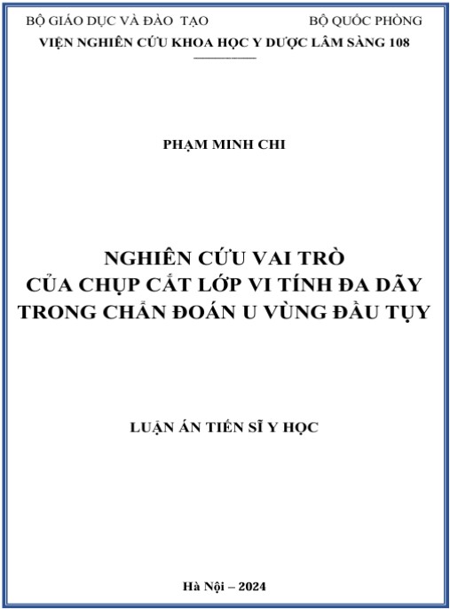 Luận án Nghiên cứu vai trò của chụp cắt lớp vi tính đa dãy trong chẩn đoán u vùng đầu tuỵ
