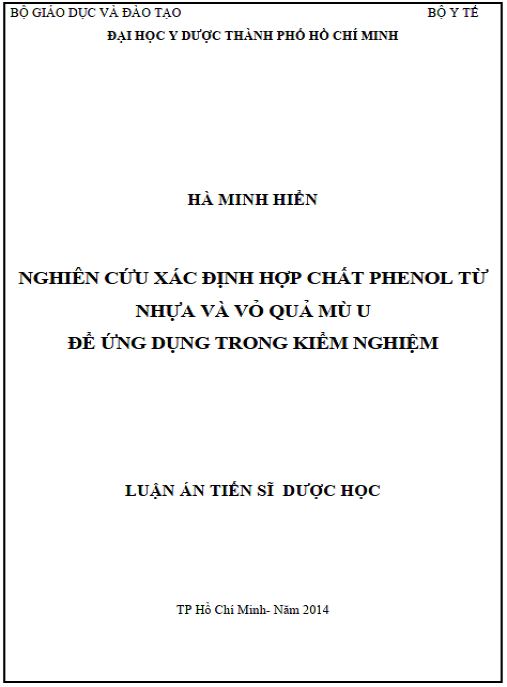 Luận án Nghiên cứu xác định hợp chất phenol từ nhựa và vỏ quả Mù u để ứng dụng trong kiểm nghiệm