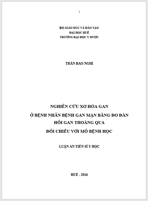 Luận án Nghiên cứu xơ hóa gan ở bệnh nhân bệnh gan mạn bằng đo đàn hồi gan thoáng qua đối chiếu với mô bệnh học