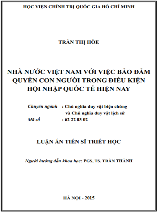 Luận án Nhà nước Việt Nam với việc bảo đảm quyền con người trong điều kiện hội nhập quốc tế hiện nay