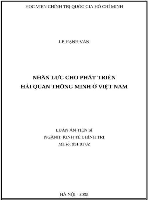 Luận án Nhân lực cho phát triển Hải quan thông minh ở Việt Nam