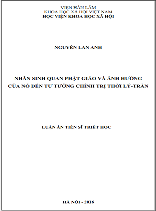 Luận án Nhân sinh quan Phật giáo và ảnh hưởng của nó đến tư tưởng chính trị thời Lý – Trần