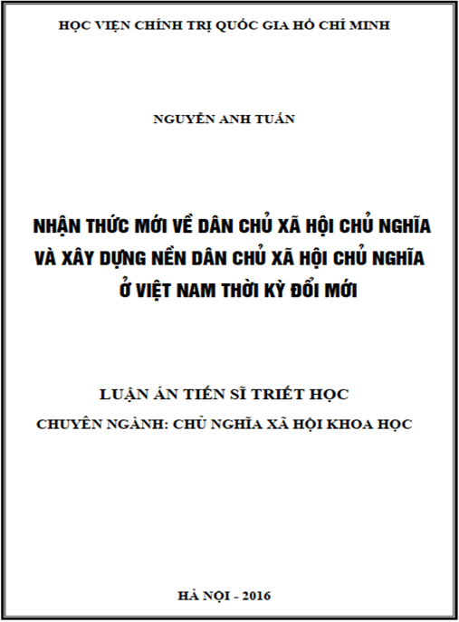 Luận án Nhận thức mới về dân chủ xã hội chủ nghĩa và xây dựng nền dân chủ xã hội chủ nghĩa ở Việt Nam thời kỳ đổi mới