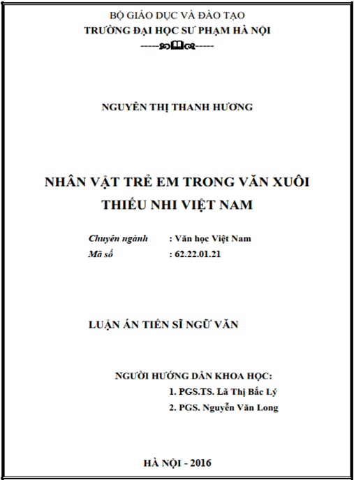 Luận án Nhân vật trẻ em trong văn xuôi thiếu nhi Việt Nam