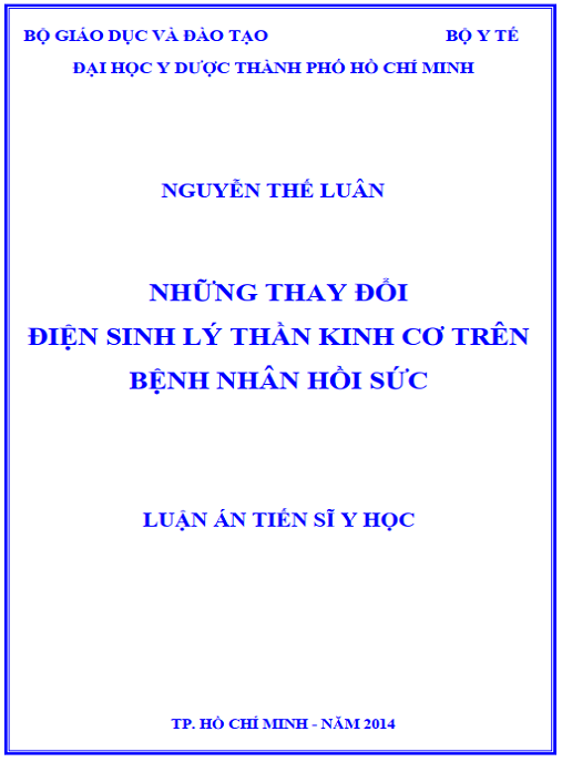 Luận án Những thay đổi điện sinh lý thần kinh cơ trên bệnh nhân hồi sức
