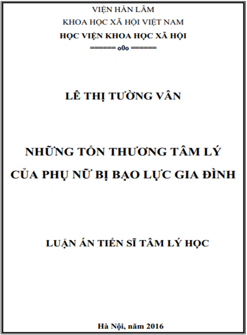 Luận án Những tổn thương tâm lý của phụ nữ bị bạo lực gia đình