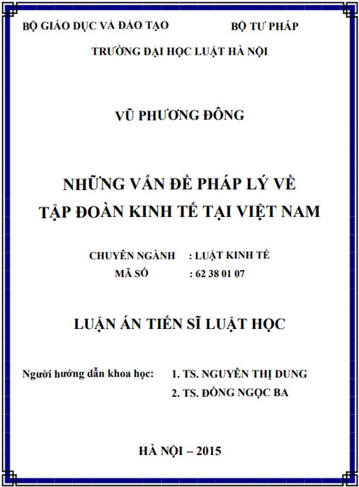 Luận án Những vấn đề pháp lý về tập đoàn kinh tế tại Việt Nam