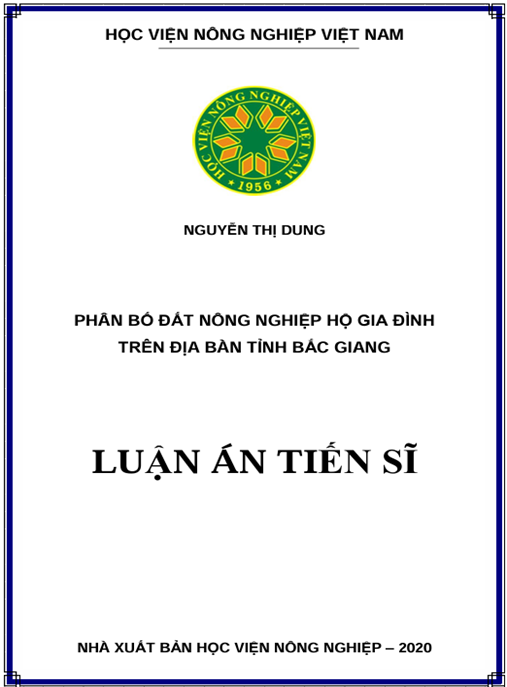 Luận án Phân bố đất nông nghiệp hộ gia đình trên địa bàn tỉnh Bắc Giang