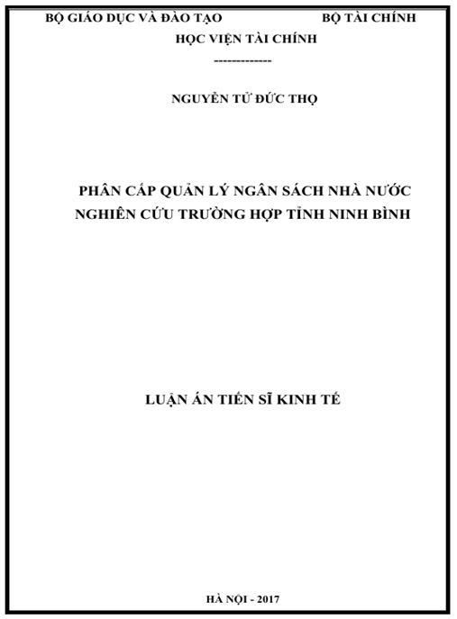 Luận án Phân cấp quản lý ngân sách nhà nước nghiên cứu trường hợp tỉnh Ninh Bình