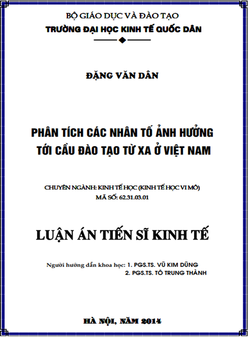 Luận án Phân tích các nhân tố ảnh hưởng tới cầu đào tạo từ xa tại Việt Nam