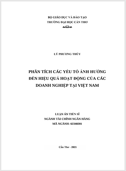 Luận án Phân tích các yếu tố ảnh hưởng đến hiệu quả hoạt động của các doanh nghiệp tại Việt Nam