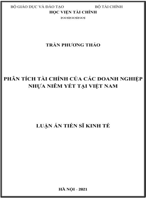 Luận án Phân tích tài chính của các doanh nghiệp nhựa niêm yết ở Việt Nam