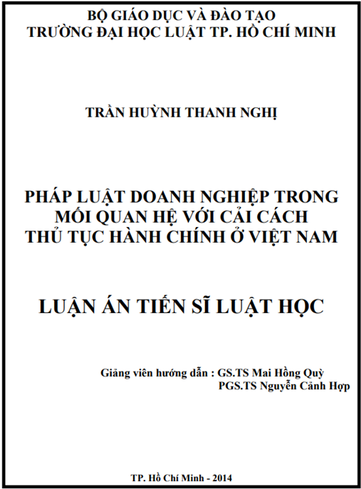 Luận án Pháp luật doanh nghiệp trong mối quan hệ với cải cách thủ tục hành chính ở Việt Nam