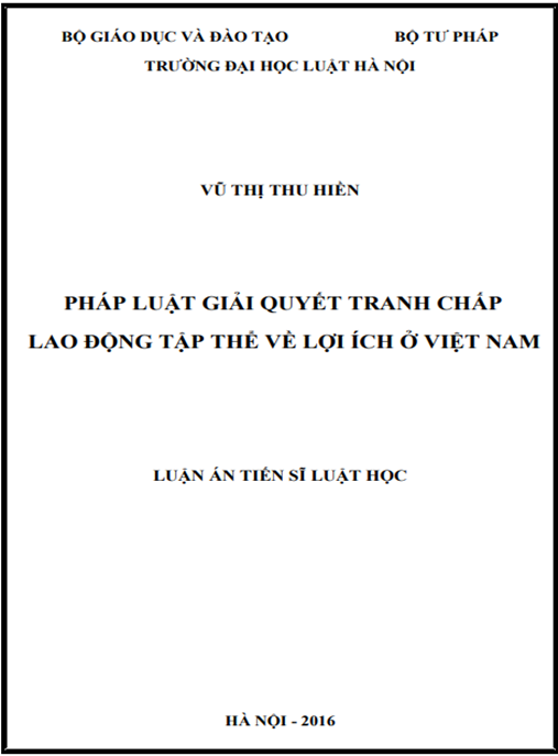 Luận án Pháp luật giải quyết tranh chấp lao động tập thể về lợi ích ở Việt Nam