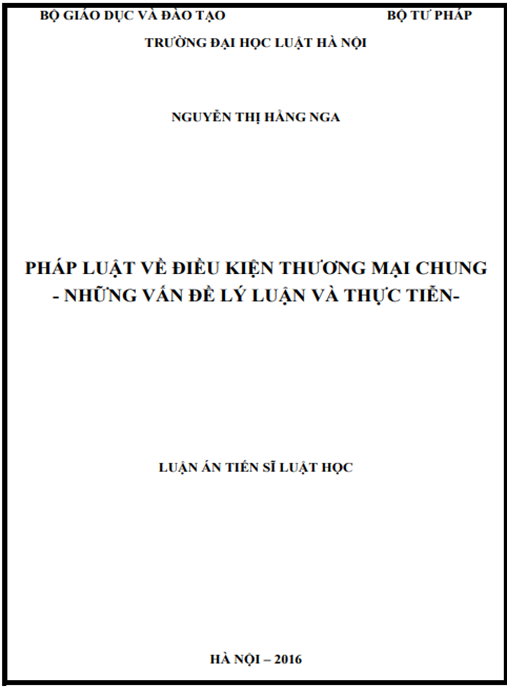 Luận án Pháp luật về điều kiện thương mại chung- Những vấn đề lý luận và thực tiễn