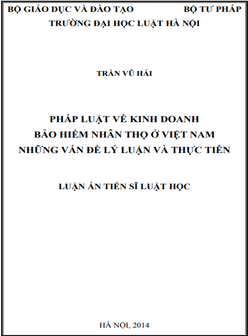 Luận án Pháp luật về kinh doanh bảo hiểm nhân thọ ở Việt Nam – những vấn đề lý luận và thực tiễn