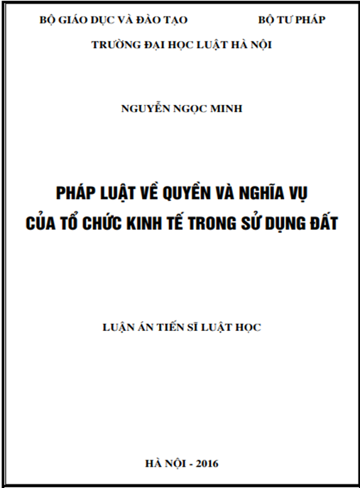 Luận án Pháp luật về quyền và nghịa vụ của tổ chức kinh tế trong sử dụng đất