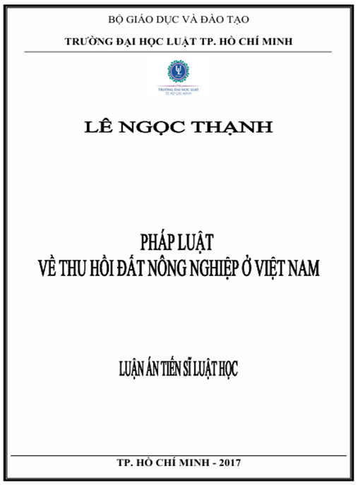 Luận án Pháp luật về thu hồi đất nông nghiệp ở Việt Nam