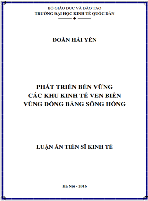 Luận án Phát triển bền vững các khu kinh tế ven biển vùng Đồng bằng sông Hồng
