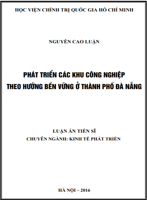 Luận án Phát triển các khu công nghiệp theo hướng bền vững ở thành phố Đà Nẵng