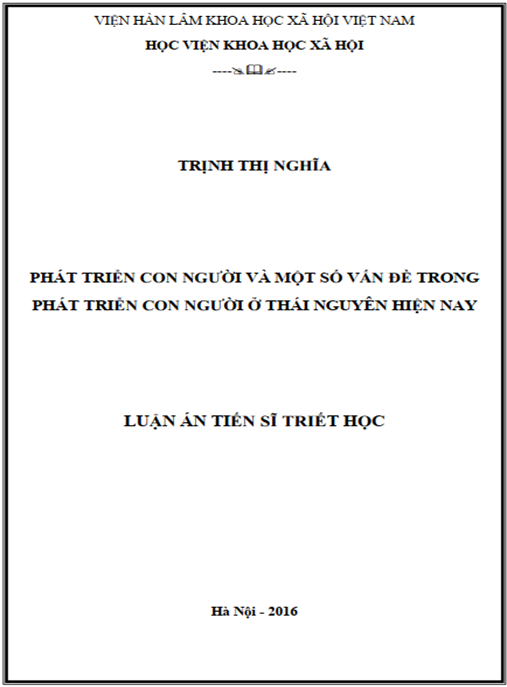 Luận án Phát triển con người và một số vấn đề trong phát triển con người ở Thái Nguyên hiện nay