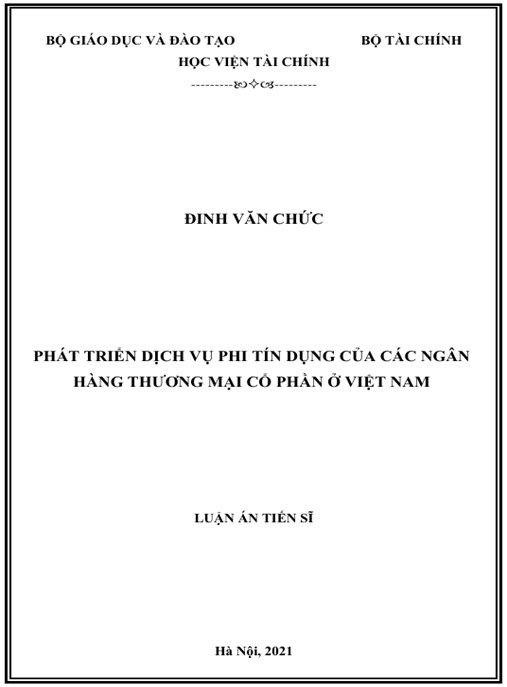 Luận án Phát triển dịch vụ phi tín dụng của các Ngân hàng Thương mại cổ phần ở Việt Nam