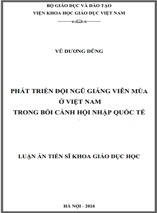 Luận án Phát triển đội ngũ giảng viên Múa ở Việt Nam trong bối cảnh hội nhập quốc tế