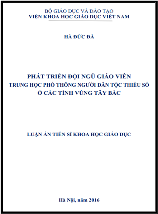 Luận án Phát triển đội ngũ giáo viên THPT người DTTS ở các tỉnh vùng Tây Bắc