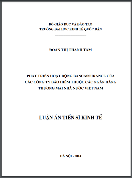 Luận án Phát triển hoạt động bancassurance của các công ty bảo hiểm thuộc các Ngân hàng Thương mại Nhà nước Việt Nam