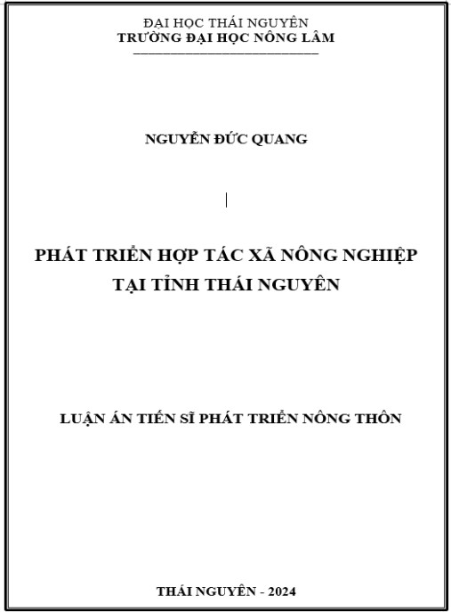 Luận án Phát triển hợp tác xã nông nghiệp tại tỉnh Thái Nguyên