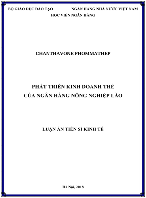 Luận án Phát triển kinh doanh thẻ của Ngân hàng Nông nghiệp Lào