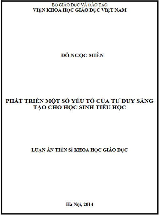 Luận án Phát triển một số yếu tố của tư duy sáng tạo cho học sinh tiểu học