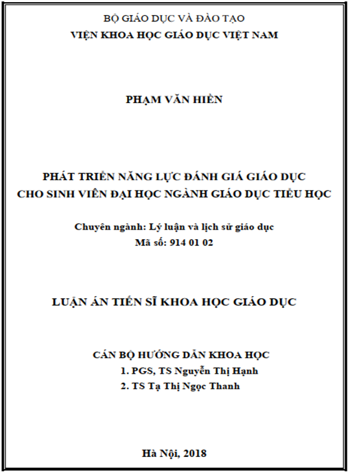 Luận án Phát triển năng lực đánh giá giáo dục cho sinh viên đại học ngành giáo dục tiểu học