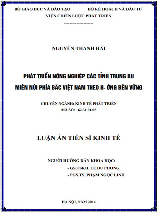 Luận án Phát triển nông nghiệp các tỉnh trung du miền núi phía Bắc Việt Nam theo hướng bền vững